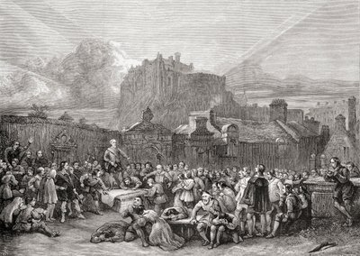 Ondertekening van het Verbond in Greyfriars Churchyard, Edinburgh in 1638, uit 
